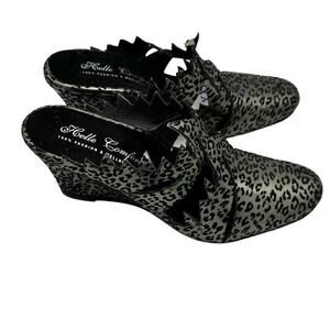 HELLE COMFORT Pewter & Black Animal Print Shoes Size 6.5/7